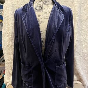 Women’s periwinkle button up jacket faux velvet